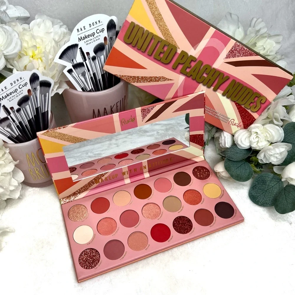 NEW Eyeshadow Palette RUDE United Peachy Nudes 21 Colors Vegan Friendly NWT